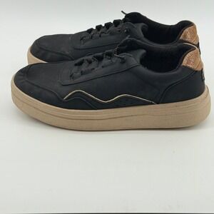 Hey Dude Hudson Lift Metallic‎ Black Tan Platform Sneakers Womens 12 41985-00W